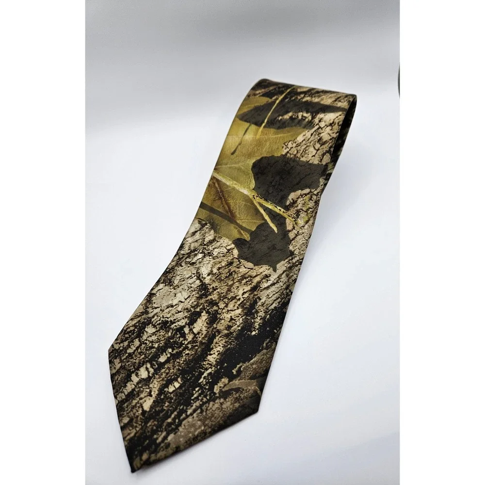 Camo Tie Co Mens Realistic Forest Camouflage Tree‎ Bark Leaf Print Necktie USA
